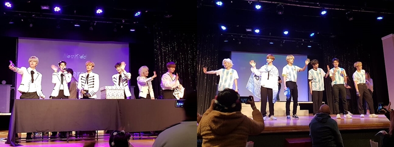 Los miembros del grupo Newkidd saludan a los asistentes. | Nia Medina